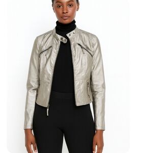 Mod Modele Faux Leather / Vegan Metallic Moto jacket, size Medium
